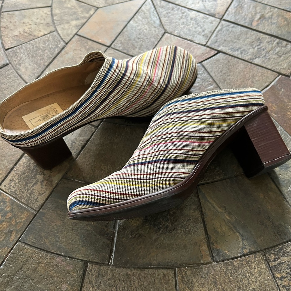 Striped Women's Heeled Mules